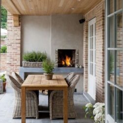 Tuintafel Evoy in een tuininterieur met een warme sfeer