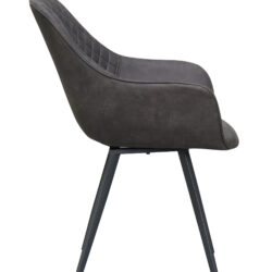 Armstoel Luca Antraciet in eetkamer, grijs, stof en gecoat staal