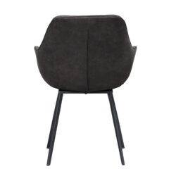 Rugleuning armstoel Luca Antraciet, grijs, stof en gecoat staal