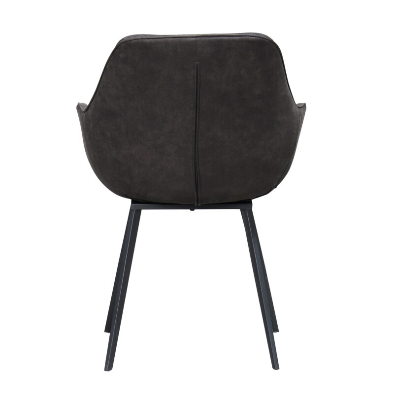 Rugleuning armstoel Luca Antraciet, grijs, stof en gecoat staal