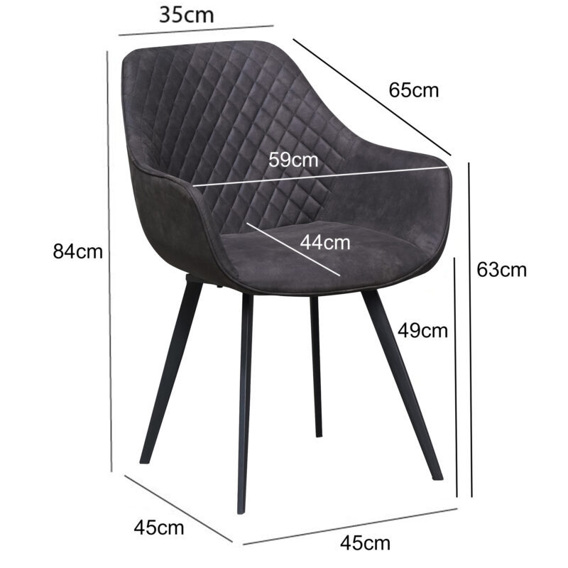 Armstoel Luca Antraciet vanaf boven, grijs, stof en gecoat staal