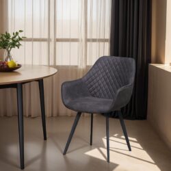 Poten armstoel Luca Antraciet, grijs, stof en gecoat staal