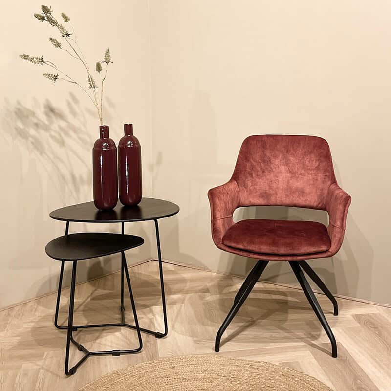 Moderne vintage stoel en bijzettafels Capp Rust Velvet