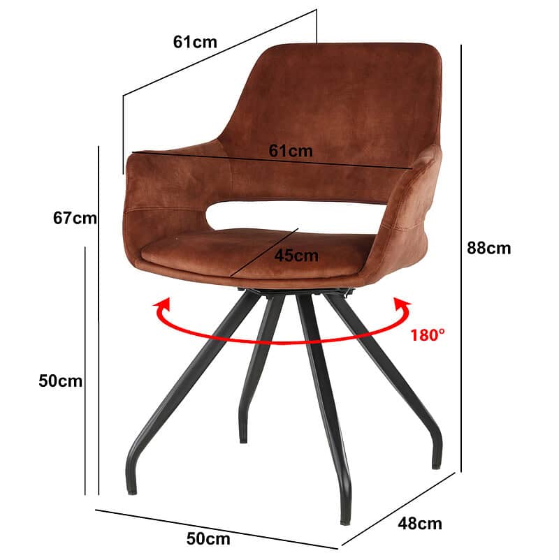 Zitstoel met draaibare basis en comfortabele bekleding Capp Rust Velvet