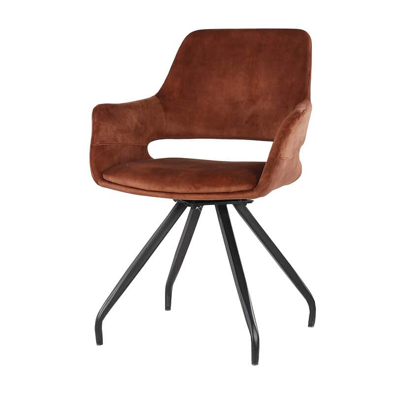 Bankje met leren bekleding en zwarte houten poten, modern design. Capp Rust Velvet