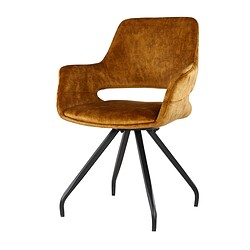 Detail van de Capp Oker Velvet eetkamerstoel van Livingfurn