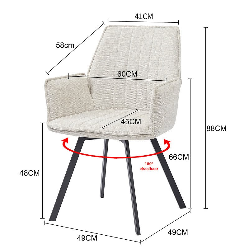 Gecoat staal van de Louise eetkamerstoel, sterk en duurzaam