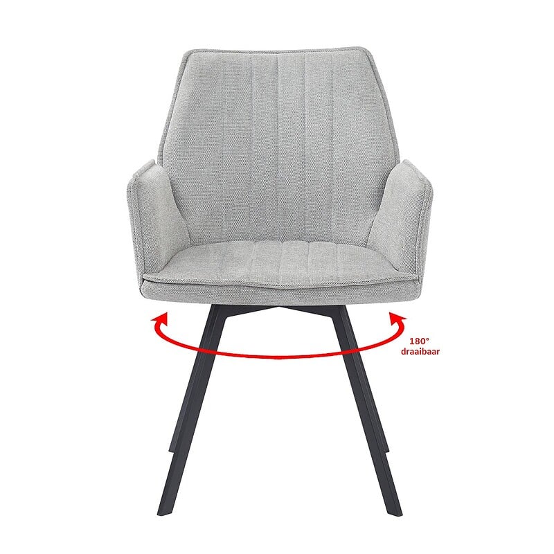 Textuur Louise eetkamerstoel grijs stof gecoat staal
