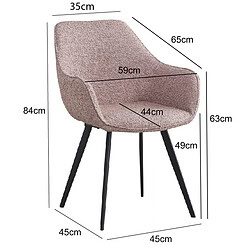 Luca eetkamerstoel van Livingfurn, roze, luxe boucle stof en gecoat staal, vanonder