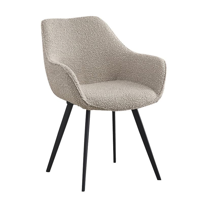 Detail Luca eetkamerstoel beige luxe boucle stof