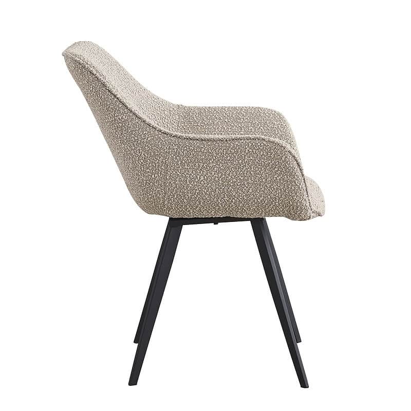 Luca eetkamerstoel beige luxe boucle stof in interieur