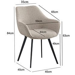 Luca eetkamerstoel beige luxe boucle stof vanaf beneden