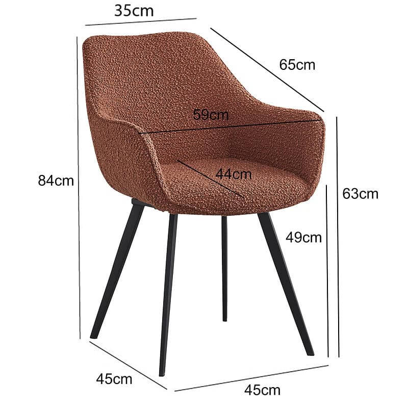 Luca eetkamerstoel brown luxe boucle stof vanaf onder