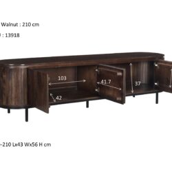 Noor Walnut 210cm kast vanuit zijkant, luxe kastenlijn