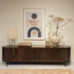 Noor Walnut 210cm kast met gecoat staal, luxe afwerking