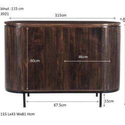Noor Walnut 115cm kast vanaf boven, bruin, mangohout