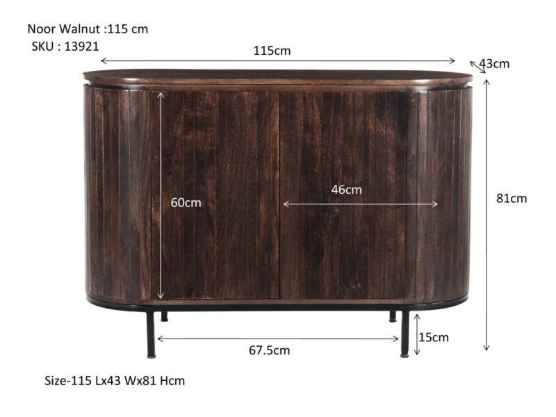 Noor Walnut 115cm kast vanaf boven, bruin, mangohout