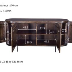 Noor Walnut 170cm kast, afwerking afgelakt, luxe