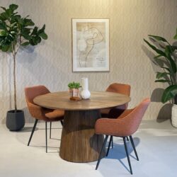 Salvator 130cm eettafel met stoelen, bruin, mangohout