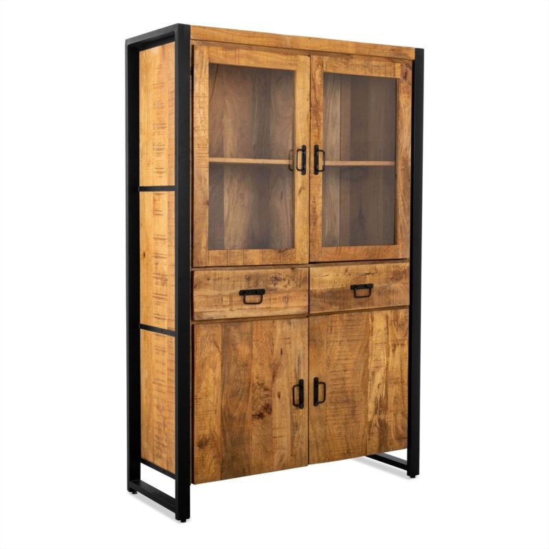 Textuur van het mango hout van de Vitrinekast Britt