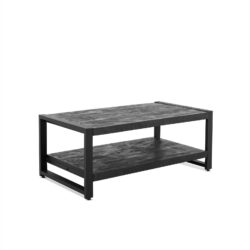 Salontafel in een interieur, zwarte salontafel met legplank