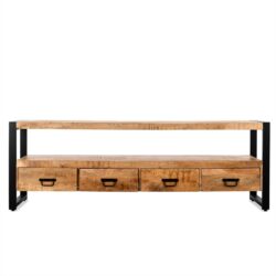 Detaillering van het mango hout op het tv-meubel