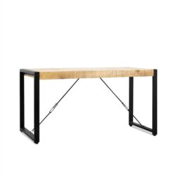 Textuur van het mangohouten tafelblad van de Britt eettafel