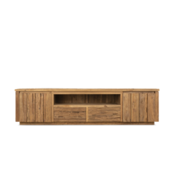 Detail van de deuren van het Tv-meubel Bridge 200, houtkleurig, teakhout