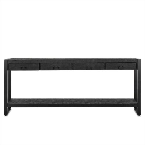 Detailansicht der Tischplatte aus Mangoholz des Beistelltischs Britt Schwarz