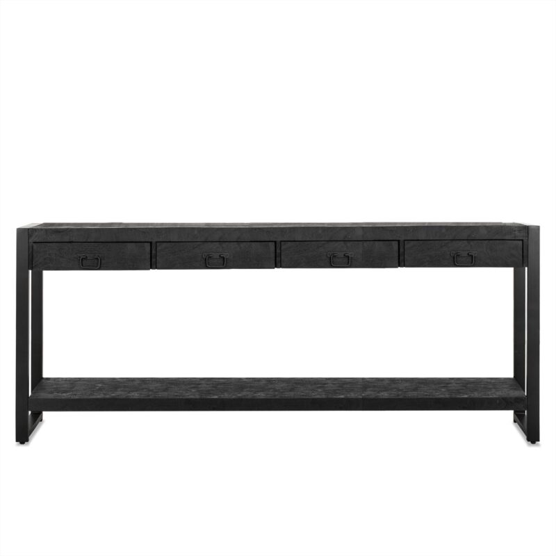 Detail van het mango houten blad van de Sidetable Britt Zwart