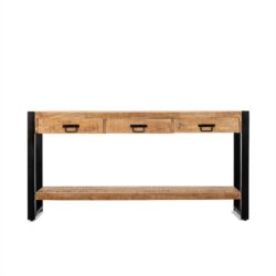 Detail van het mangohouten blad van de Sidetable Britt 150