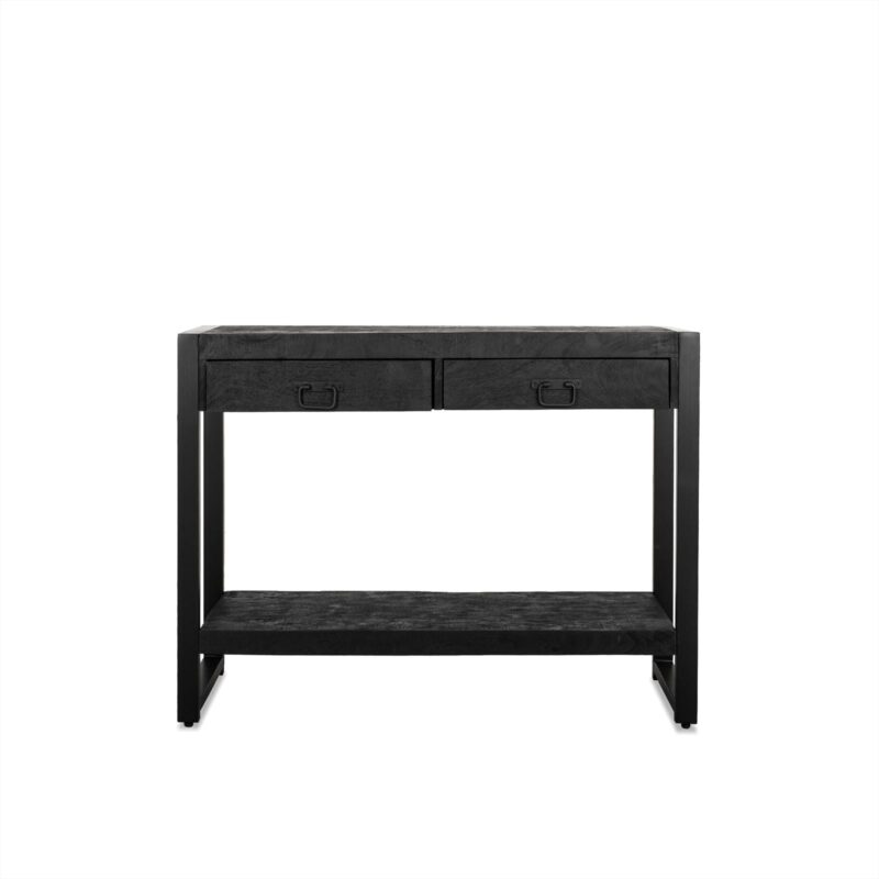 Detail van het mango houten blad van de Sidetable Britt Zwart