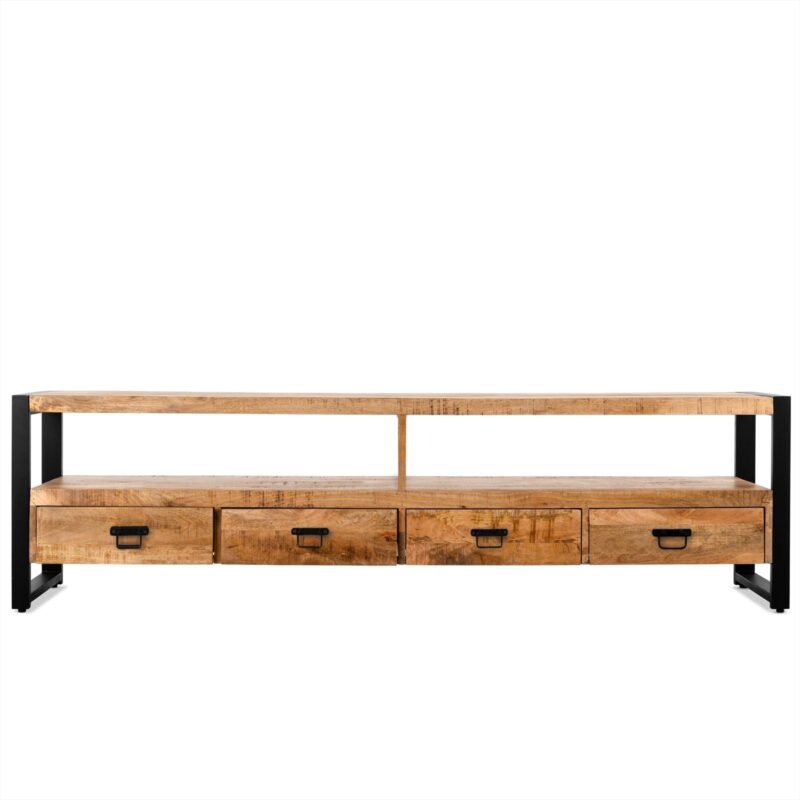 Detaillering van het mango hout in het Britt tv-meubel