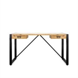 Detail van het Bureau Britt 140, zwart, staal met poedercoat en mango hout