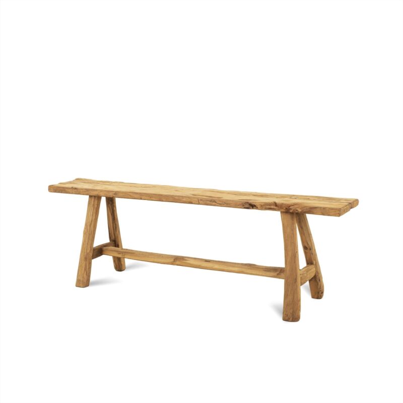 Houten bankje Blora 140 in interieur, zitmeubel voor woonkamer