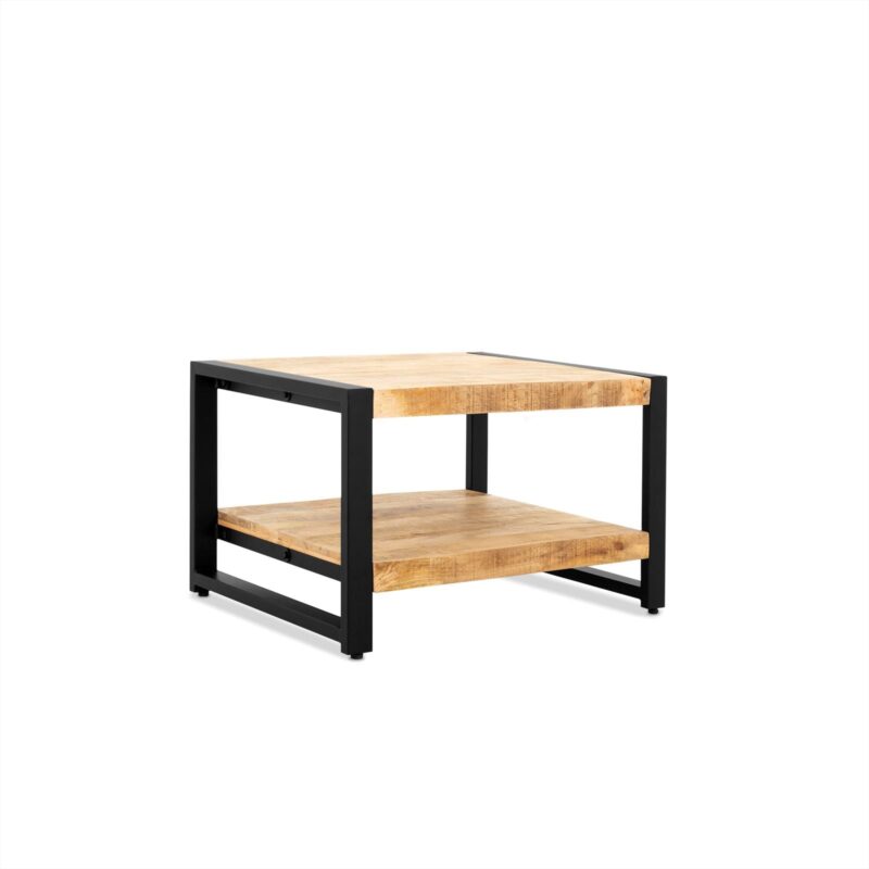 Salontafel Britt met Legplank in een woonkamer, met tijdschriften en boeken op de legplank