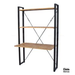 Detaillering wandtafel Bureau Britt mangohouten planken