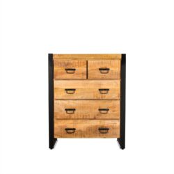 Detail van de ladekast Britt 105, textuur van het mango hout