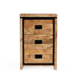 Detail van zwarte metalen handgrepen Novelle 60 ladekast