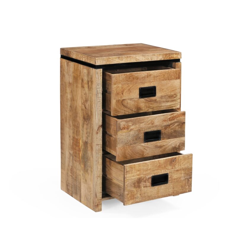 Novelle 60 ladekast in interieur, zwarte metalen handgrepen