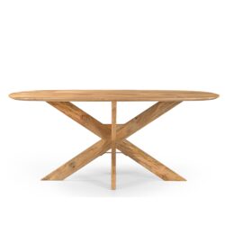 Detail van het houten onderstel van de Runa eettafel