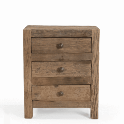 Detail van de verweerde houten wand van de Roots Ladekast