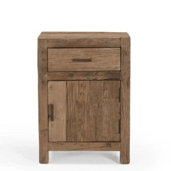 Detail houten deurtje Roots nachtkastje