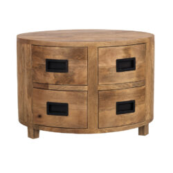 Detail van de zwarte metalen handgrepen op de salontafel Novelle 80