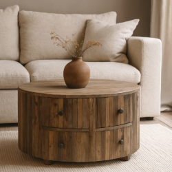 Salontafel Rond met 4 Laden Roots