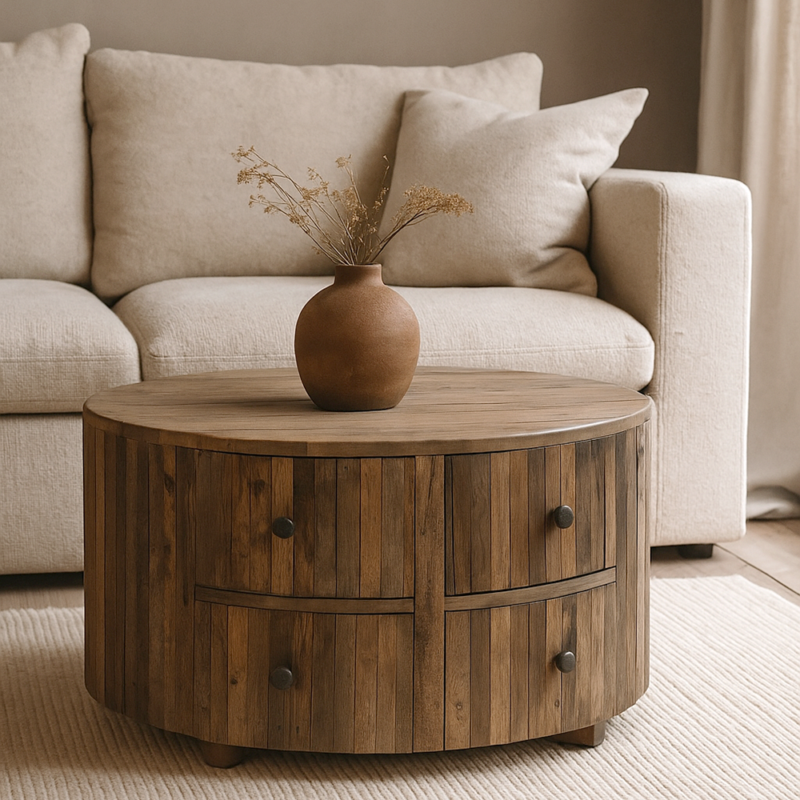 Salontafel Rond met 4 Laden Roots