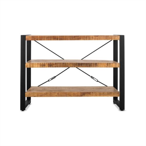 Detail van de Boekenkast Britt 120, textuur van het mango hout