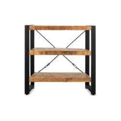 Detail van de Boekenkast Britt 90, mangohout en staal