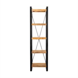 Detail van de Boekenkast Britt 55, mangohout en staal