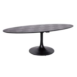 Detail van de Eettafel Blax black oval 250, zwart, massief hout